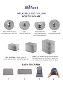 SkyRest® Inflatable Travel Foot Rest Pillow - Height Adjustable Leg Pillow - Foot Rest for Under Desk at Work - (Grey)
