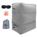 SkyRest® Inflatable Travel Foot Rest Pillow - Height Adjustable Leg Pillow - Foot Rest for Under Desk at Work - (Grey)