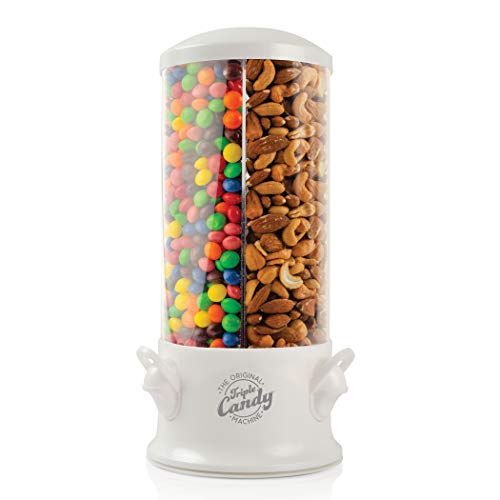 Handy Gourmet Original Triple Candy Machine-Fun Candy & Nut Dispenser-New & Improved (Pearl White) Standard- 360 Degree