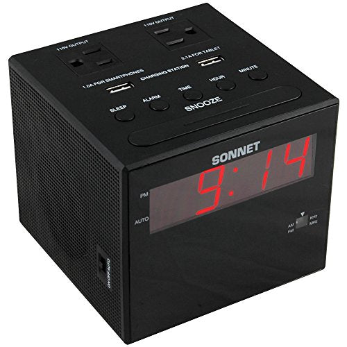 Sonnet clock radio comes with 2 USB charging ports