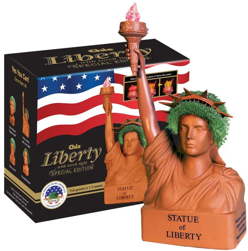 Chia Pet Statue of Liberty with Seed Pack, Decorative Pottery Planter, Easy to Do and Fun to Grow, Novelty Gift, Perfect for Any Occasion