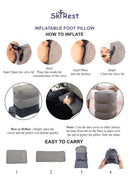 Skyrest® Standard Height Inflatable Travel Foot Rest Pillow - Travel Pillow for Kids and Adults - Footrest Pillow for Flights, Car, Home, Office - Leg Rest Pillows for Sleeping - (Grey)