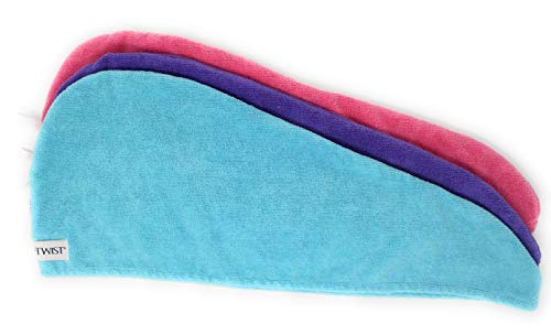 The Original Turbie Twist 3 Pack Dark Pink, Purple and Aqua Microfiber towels