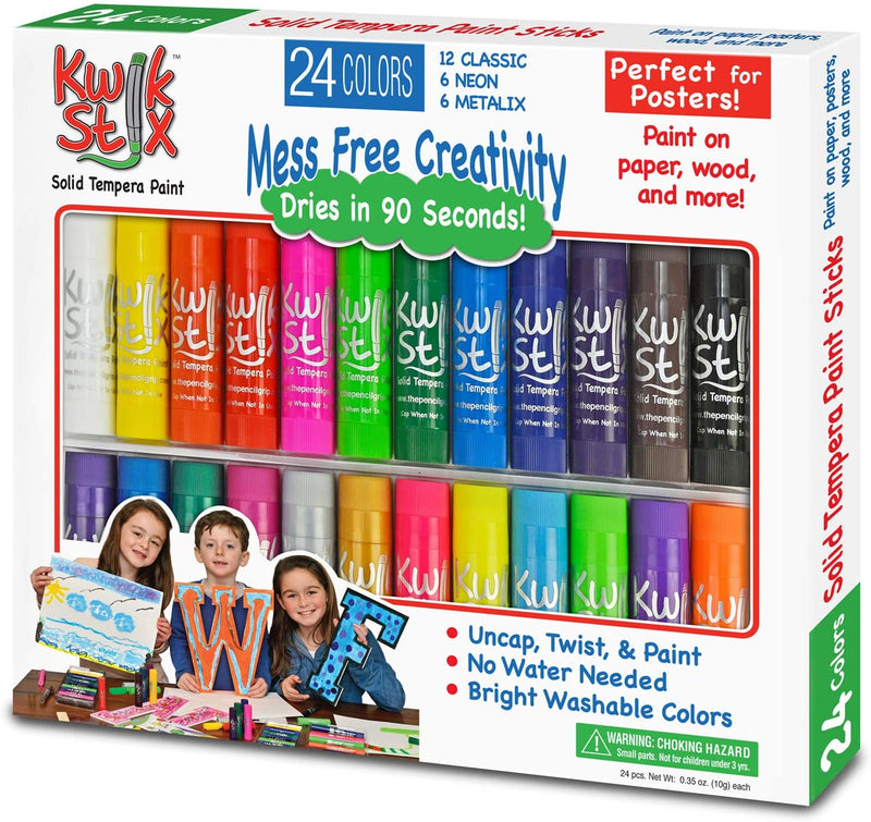 The Pencil Grip Kwik Stix Tempera Paint, Classic, Assorted 24 per Set